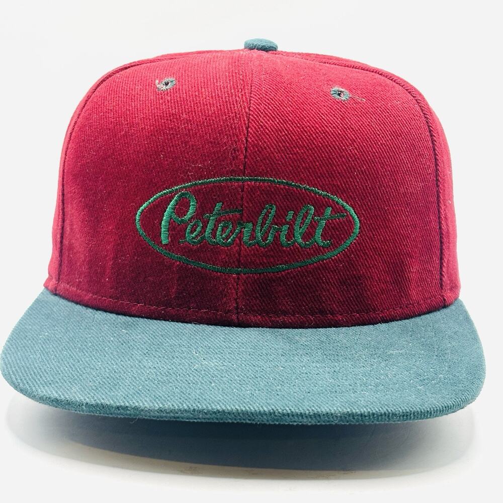 Vintage Tonkin Peterbilt Snapback Burgundy Green Hat Trucking Made In USA DS NOS